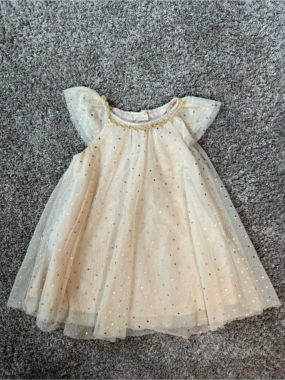 H&M Cream Tulle Dress with Gold Polka Detail